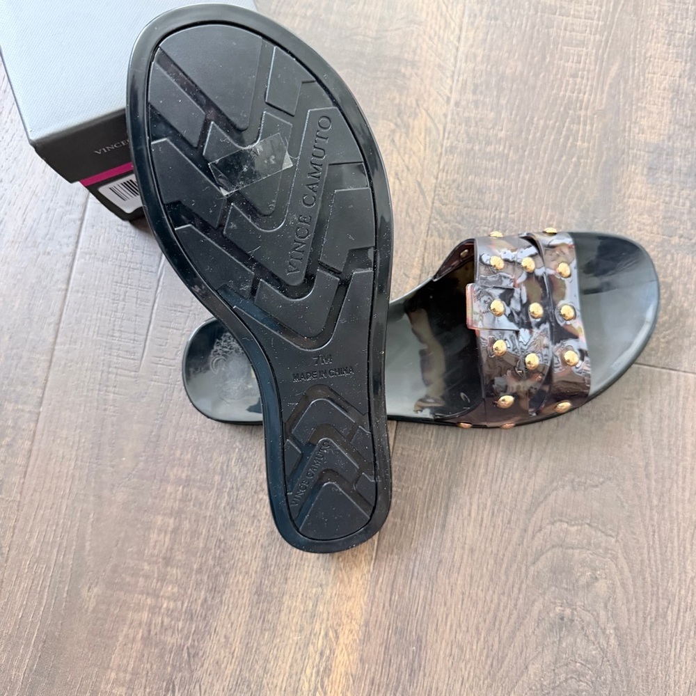 NIB Vince Camuto Emelon Studded Jelly Slide Sandals | Tortoise | Size: 7 - Picture 8 of 8